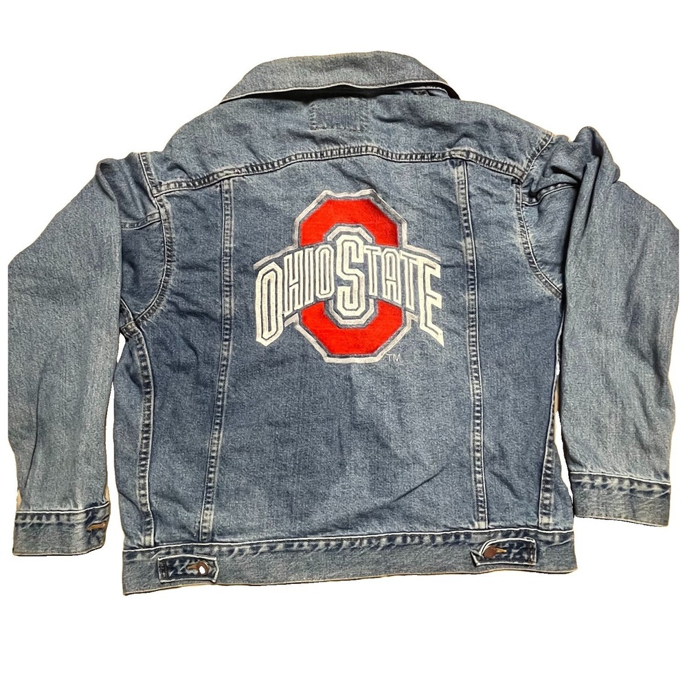 Vintage Student Union Ohio State Denim Jacket Mens XL Light Wash Made in USA